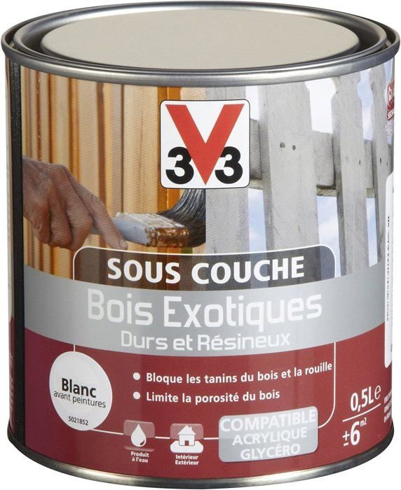 Sous-couche bois exotiques,durs et résineux,Blanc 0,5L
