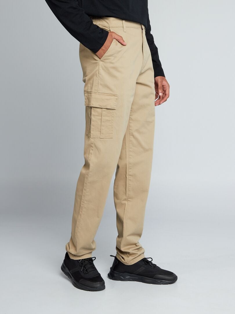 Calça reta com vários bolsos +190 cm - L38 - BEGE