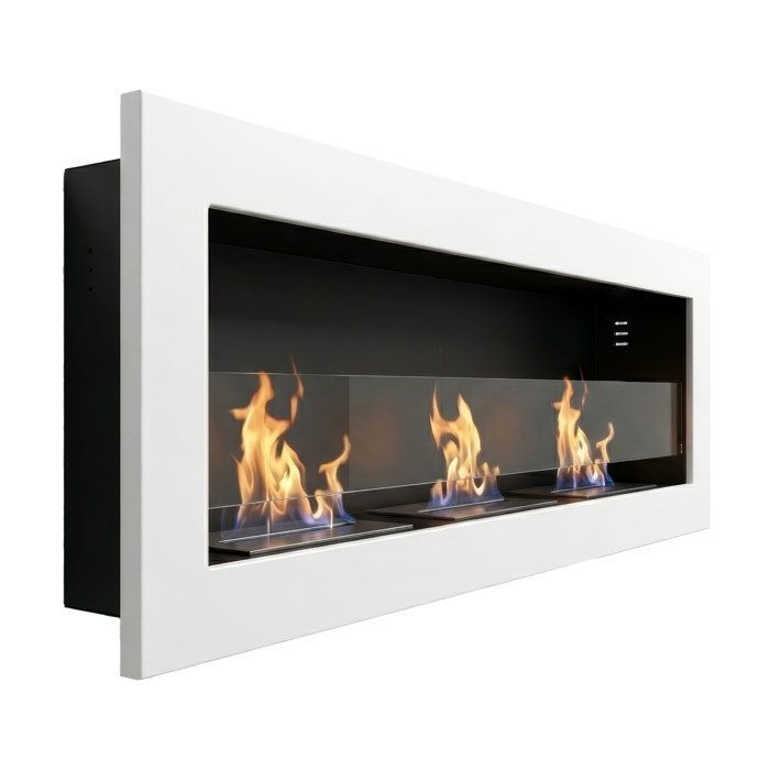 Traiano - Chimenea de bioetanol empotrable de 120 × 40 cm, color blanco.