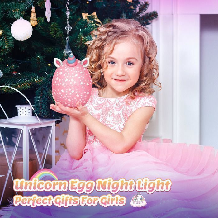 Lámpara de noche de unicornio ATOPDREAM, juguete luminoso 3 en 1 para niños, rotación de 360°, regalo de cumpleaños para niñas.