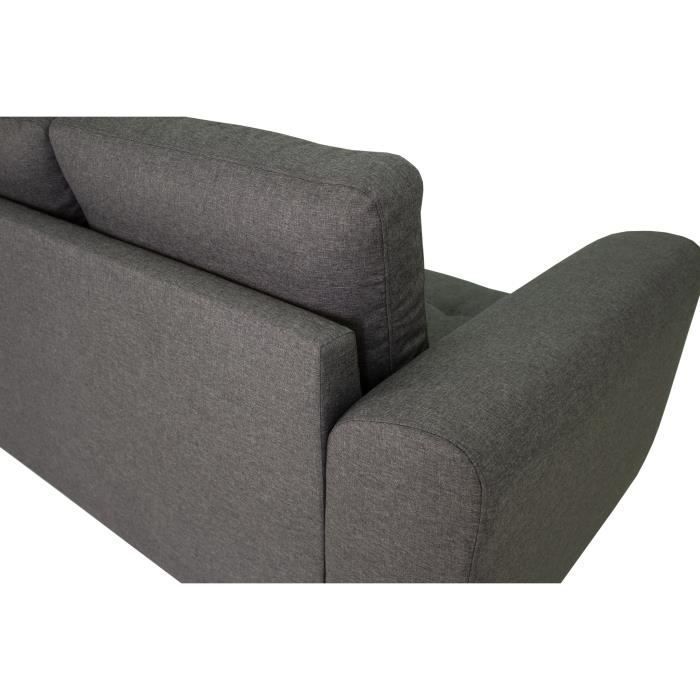 Divano angolare fisso reversibile a 4 posti - Tessuto antracite - L245 x P150 x H86 cm - HAMILTON - Prodotto in Ucraina