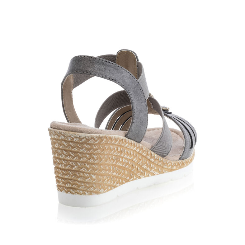Graue Damensandalen / Zehenfreie Schuhe