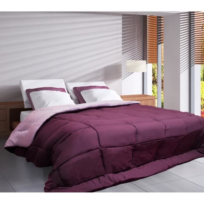 CALGARY – Warme Mikrofaser-Bettdecke 400 g/m² – Pflaume & Flieder – 240 x 260 cm