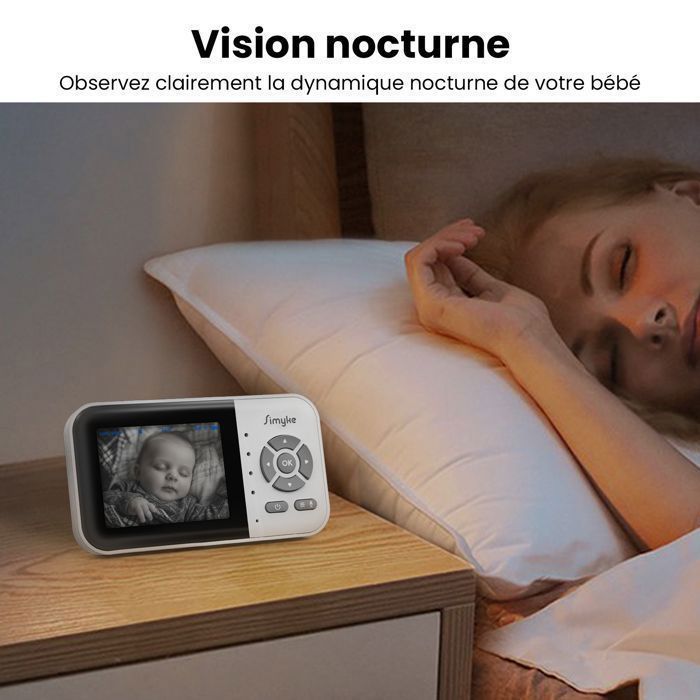Moniteur Bébé Vidéo WiFi 2 Caméras, Écran LCD 2.8