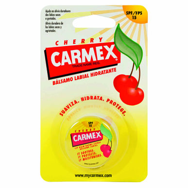 Bálsamo labial Carmex de cereza SPF15, hidratante y reparador, 7.5 g.
