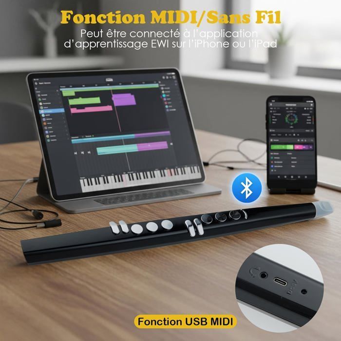Saxofón electrónico portátil GIANTEX con 13 tonos, 2 digitaciones (saxofón/flauta), MIDI, 3 niveles de sensibilidad y pantalla LED.