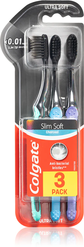 Escova de dentes Colgate Slim Soft Active com carvão ativado