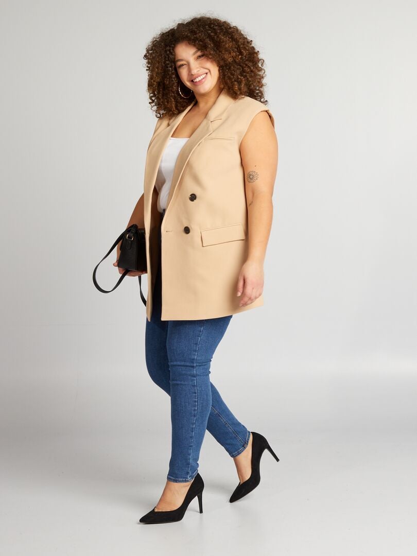 Chaqueta de traje sin mangas - BEIGE