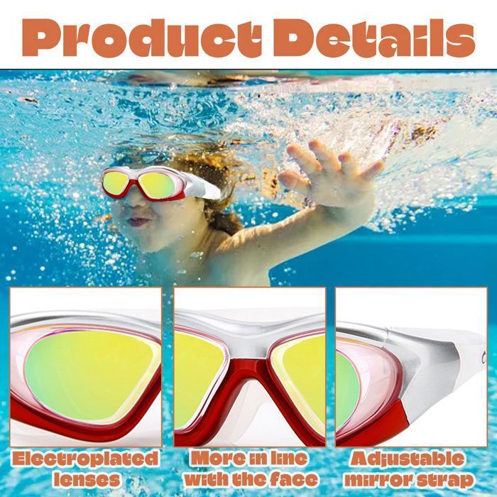 Lunettes de natation - EINNENFFER - Taille unique - Rouge - Sport - Adultes