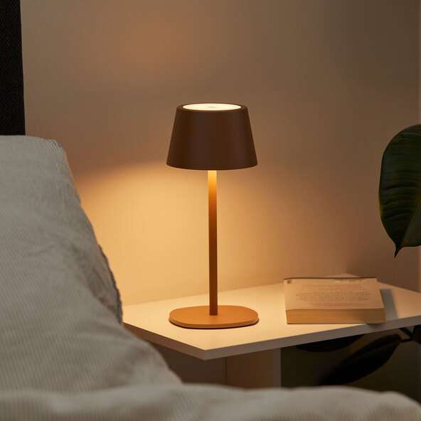 3-in-1 oplaadbare LED-tafellamp, bruin metallic