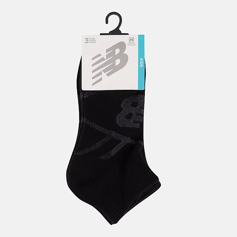 Unisexowe skarpetki do kostki dla dzieci, zestaw 3 szt. - CZARNE