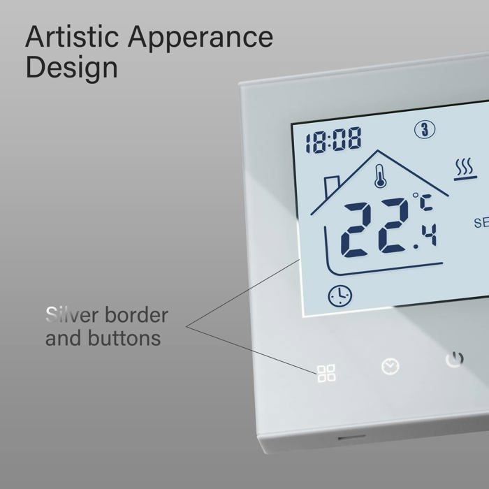 Thermostat Connecté WiFi Thermostat d'Ambiance Intelligent,Thermostats Programmable sans Fil ,Blanc