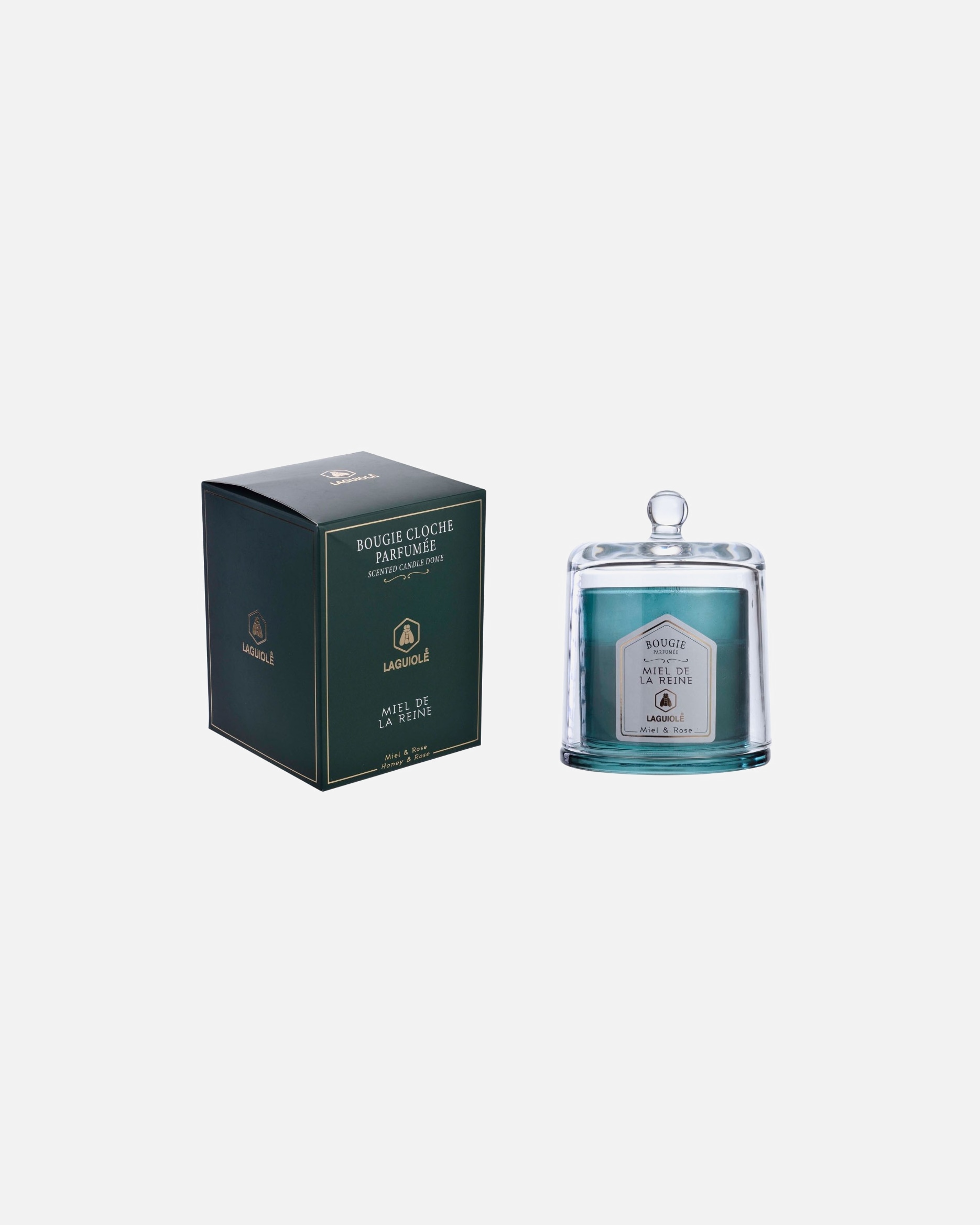 La guiole Bougie Parfumée et Sa Cloche, Roses et Miel, 26 Heures de Parfum, 200 g