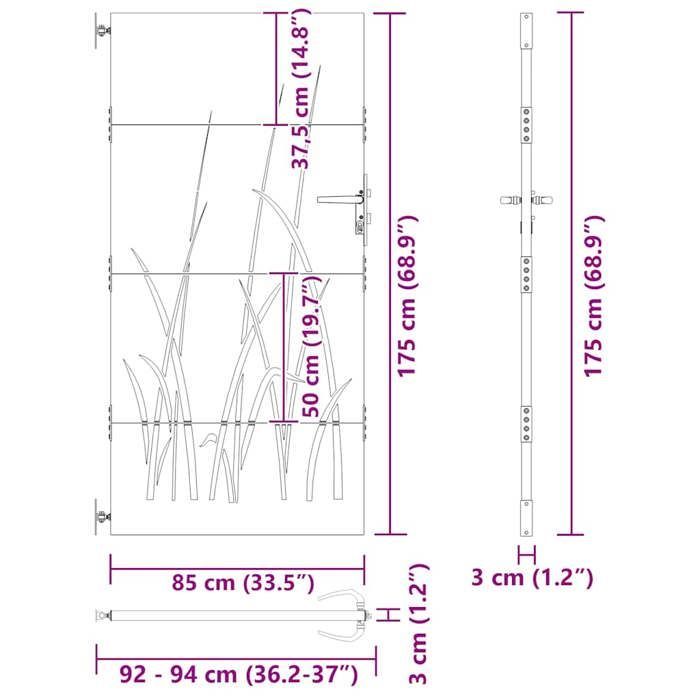 vidaXL Garden Gate, Patio Gate, Security Barrier, Outdoor Terrace Gate, 85x175 cm Corten Steel 153224