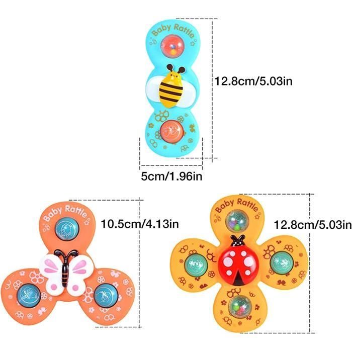 Babytol met zuignap - Handspinner - Fidget Cube - Antistressspeelgoed met velg - Wieltje - 3 stuks