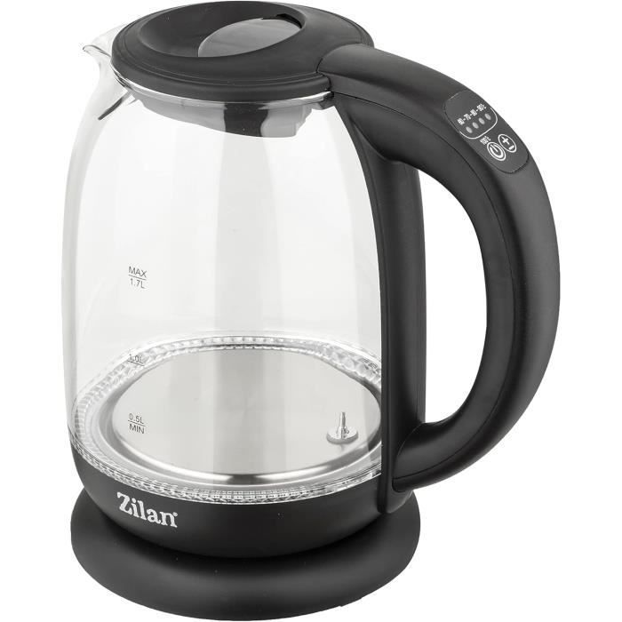Zilan Glass Kettle with Digital and LED Display, 1.7L, 5 Temperature Settings, 2200W