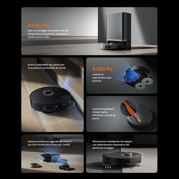 Robot aspirapolvere - XIAOMI - X20 Max - 8000 Pa - Stazione di ricarica All-in-One - Navigazione LDS