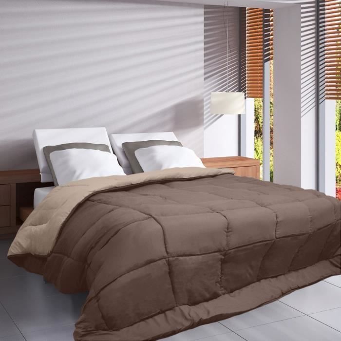 HUDSON – Leichte Mikrofaser-Bettdecke – 200 g/m² – Taupe & Leinen – 240 x 260 cm