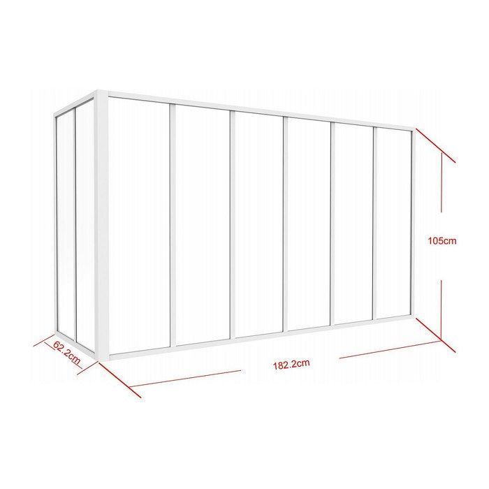 Parete divisoria angolare in vetro stile officina in alluminio verniciato a polvere - L180 x P60 x H105 cm - Bianca - BAYVIEW
