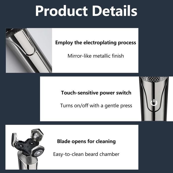 Rasoir Électrique Hommes 5 en 1, Electric Shaver avec Écran LED, Tondeuse à Barbe Sans Fil, Tondeuse Cheveux étanche IPX6