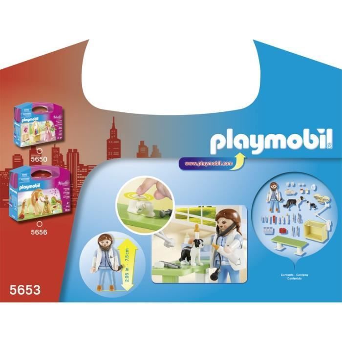 PLAYMOBIL 5653 Veterinary Case, City Life, Animal Care, Creative Role Play, 39 Pieces, Ages 4+
