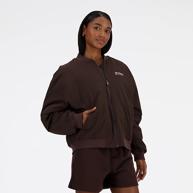 Dames Linear Heritage geweven bomberjack - BLACK COFFEE