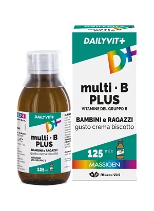 MASSIGEN Massigen Dailyvit+ Multi-B Plus Suplemento infantil 125 ml de creme de biscoito com sabor