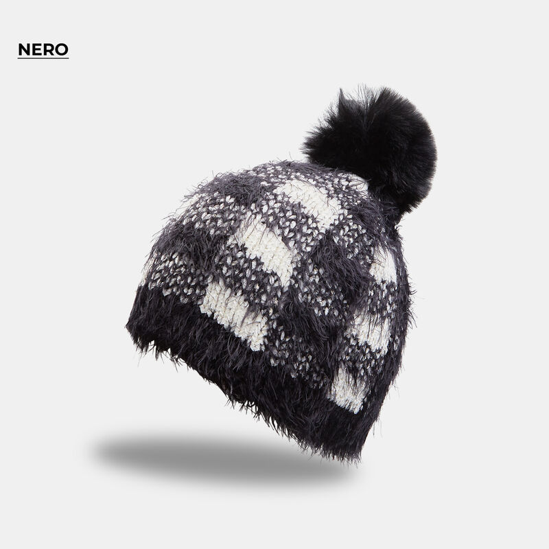 Cappello con dettagli in lurex e pompon