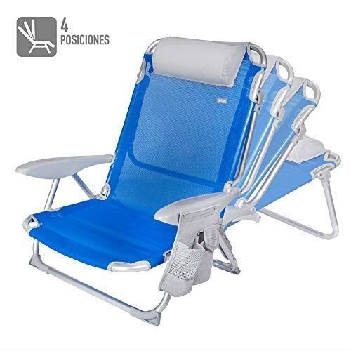 Sedia pieghevole - AKTIVE - 62609 - Alluminio - 4 posizioni - Cuscino confortevole