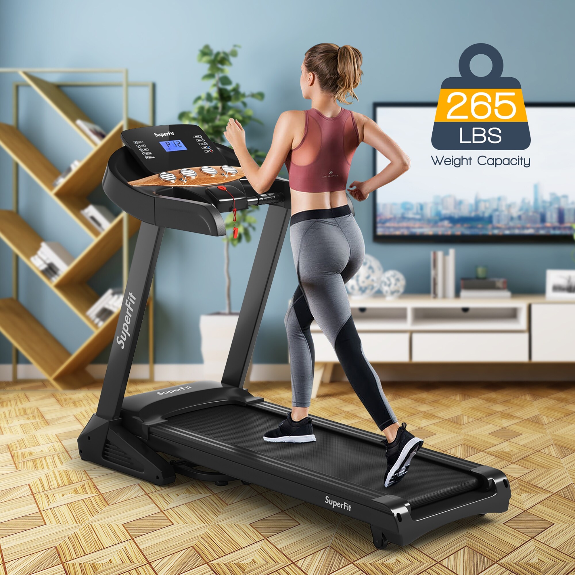 Superfit 3,75 hv sähköinen kokoontaitettava juoksumatto automaattisella kallistusohjelmalla 12 - Katso tiedot