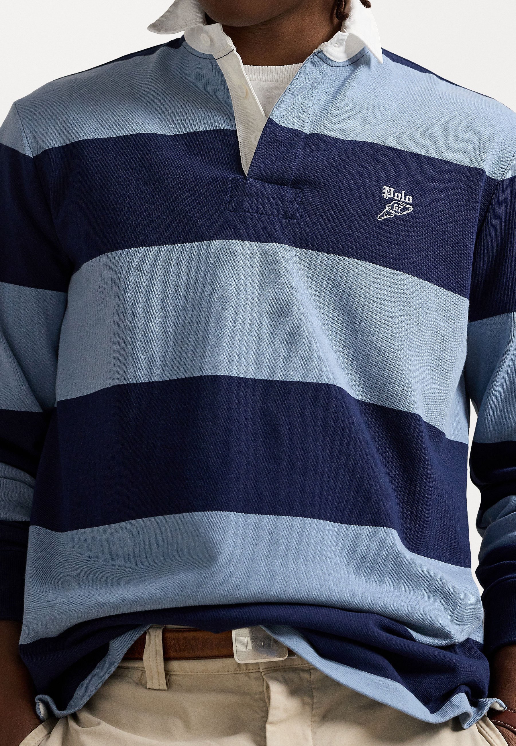 Camisa de rugby Polo Ralph Lauren Classic Fit bordada - Camisa de manga comprida - azul-canal/azul-marinho Newport