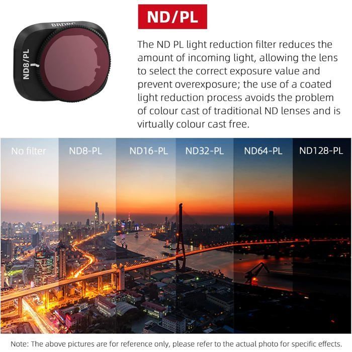 Set of 6 Mini 3 Pro filters, CPL, ND8/PL, ND16/PL, ND32/PL, ND64/PL, ND128/PL compatible with DJI Mini 3 Pro/Mini 3 Drone Lens