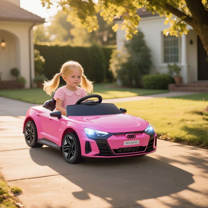 Children's Electric Ride-On Car - HOMCOM - Parental Remote Control - Sound and Light Effects - Pink Audi RS E-tron GT
