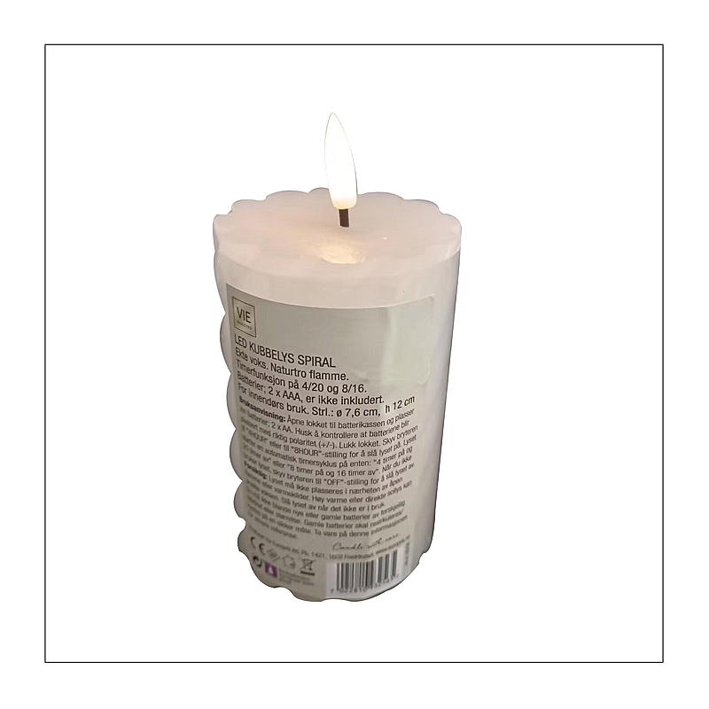Vie Selected Cube-lampe 12 cm ø 7,6 cm LED-timer spiral hvid