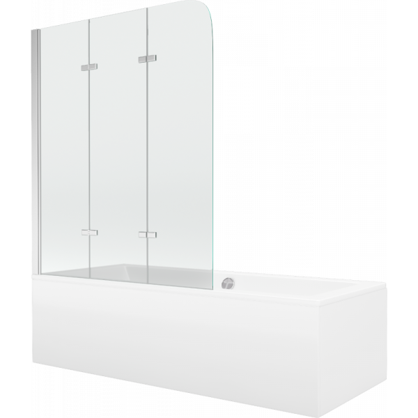 Wanna prostokątna Mexen Cube 170x80cm z obudową i parawanem 3-skrzydłowym