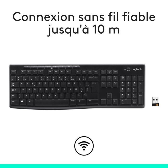 Teclado inalámbrico Logitech K270 AZERTY negro