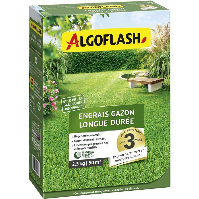 Fertilizante para césped - ALGOFLASH - Larga duración - 2,5 kg