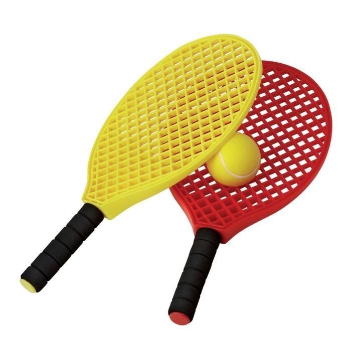 Raquettes de mini-tennis pour enfant Tremblay CT - Lot de 2 avec balles - Noir/Rouge/Jaune