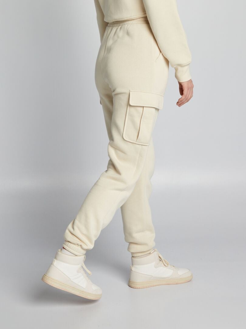 Fleece joggingbroek - BEIGE