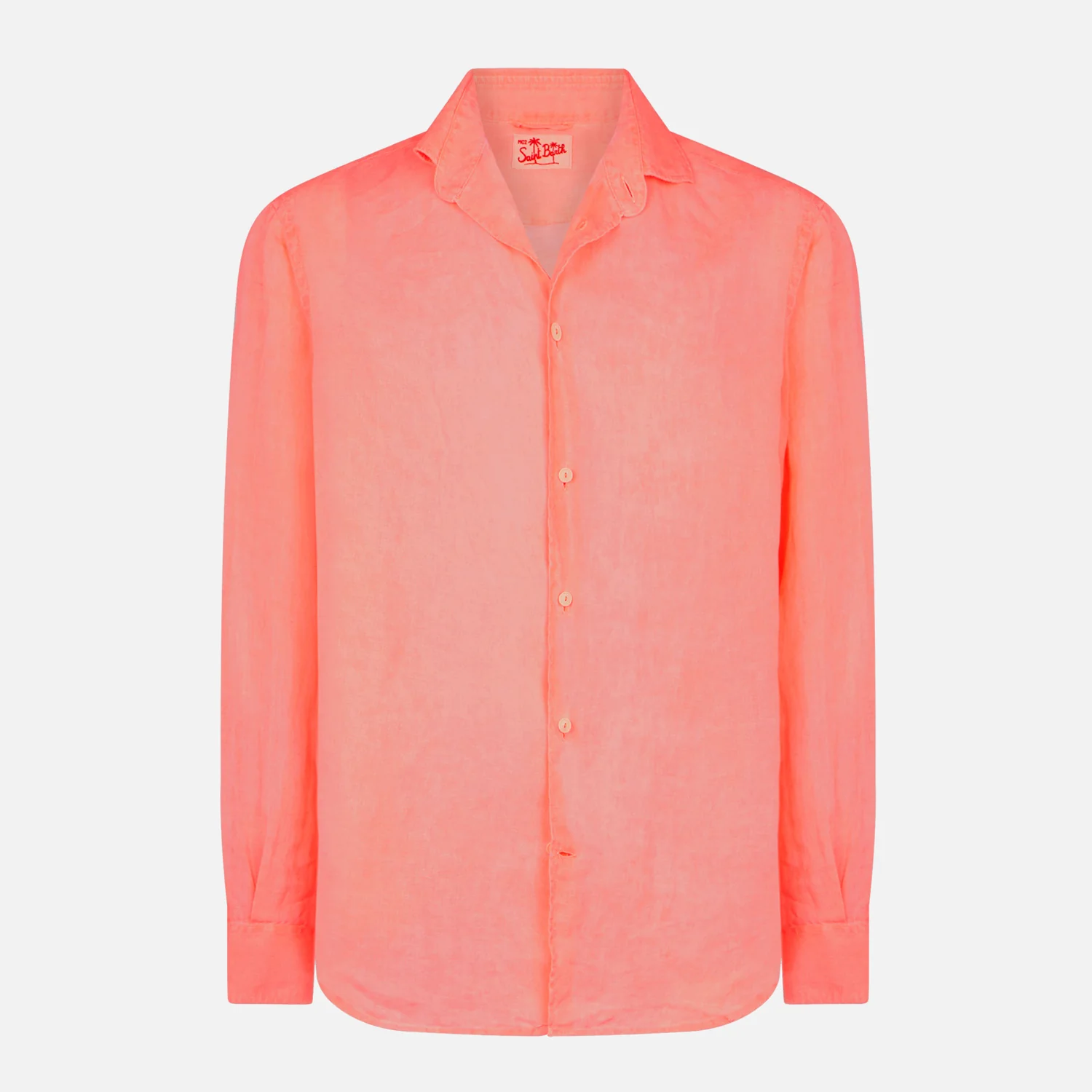 Herenoverhemd van Pamplona in fluorescerend rood linnen.