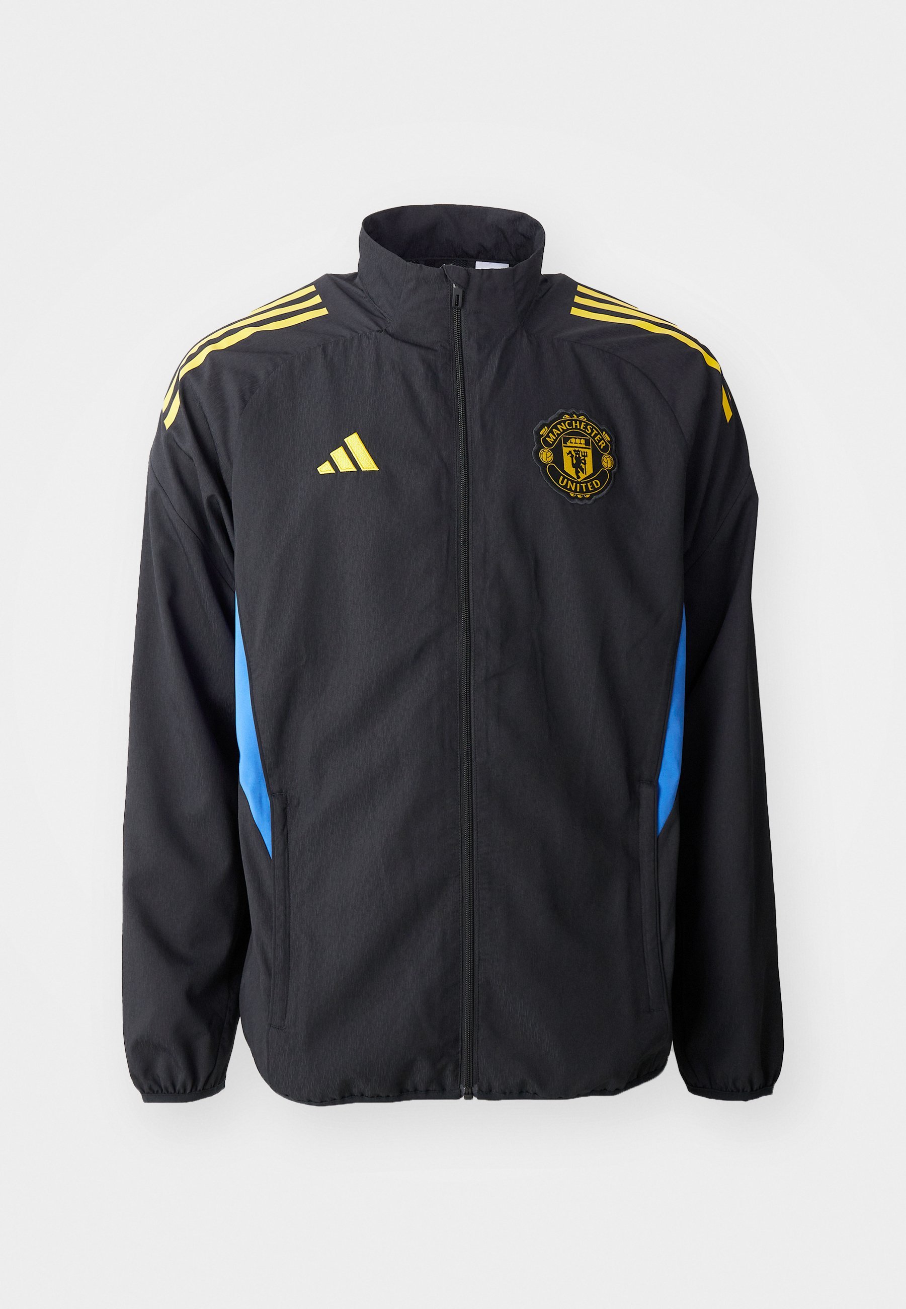 Veste de présentation européenne adidas Performance Manchester United 25/26 - Tenue du club - Noir/Bleu haute résolution/Jaune tribal