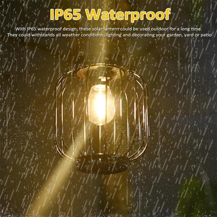 Outdoor metal solar lamp, hanging solar lantern, waterproof decorative outdoor lighting for patio, garden, driveway