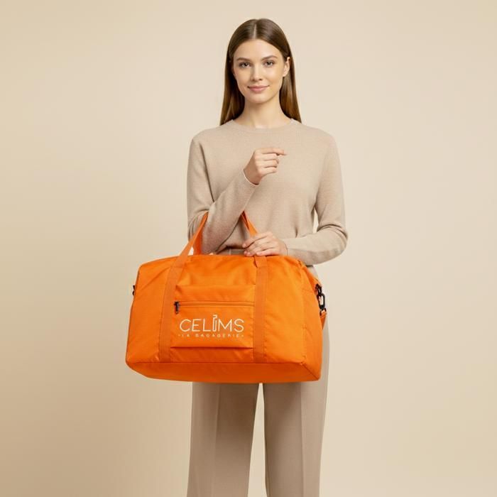 CELIMS Foldable Travel Bag 40x30x20 cm | Multifunctional | Carry-on Luggage for Travel | Orange