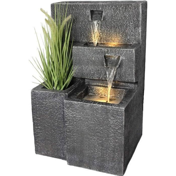 Fontaine de jardin Grada avec éclairage LED cascadeJeu d'eau de décoration de jardin