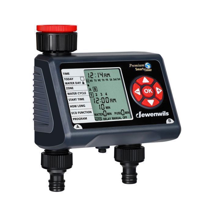 DEWENWILS Programmateur d'arrosage extérieur 2 voies - 4 programmes par zone- minuteur d'arrosage automatique pour jardin - étanche