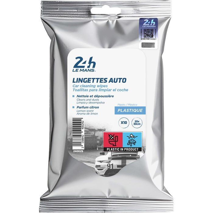 Lingettes nettoyant plastiques (x10) 24H LE MANS