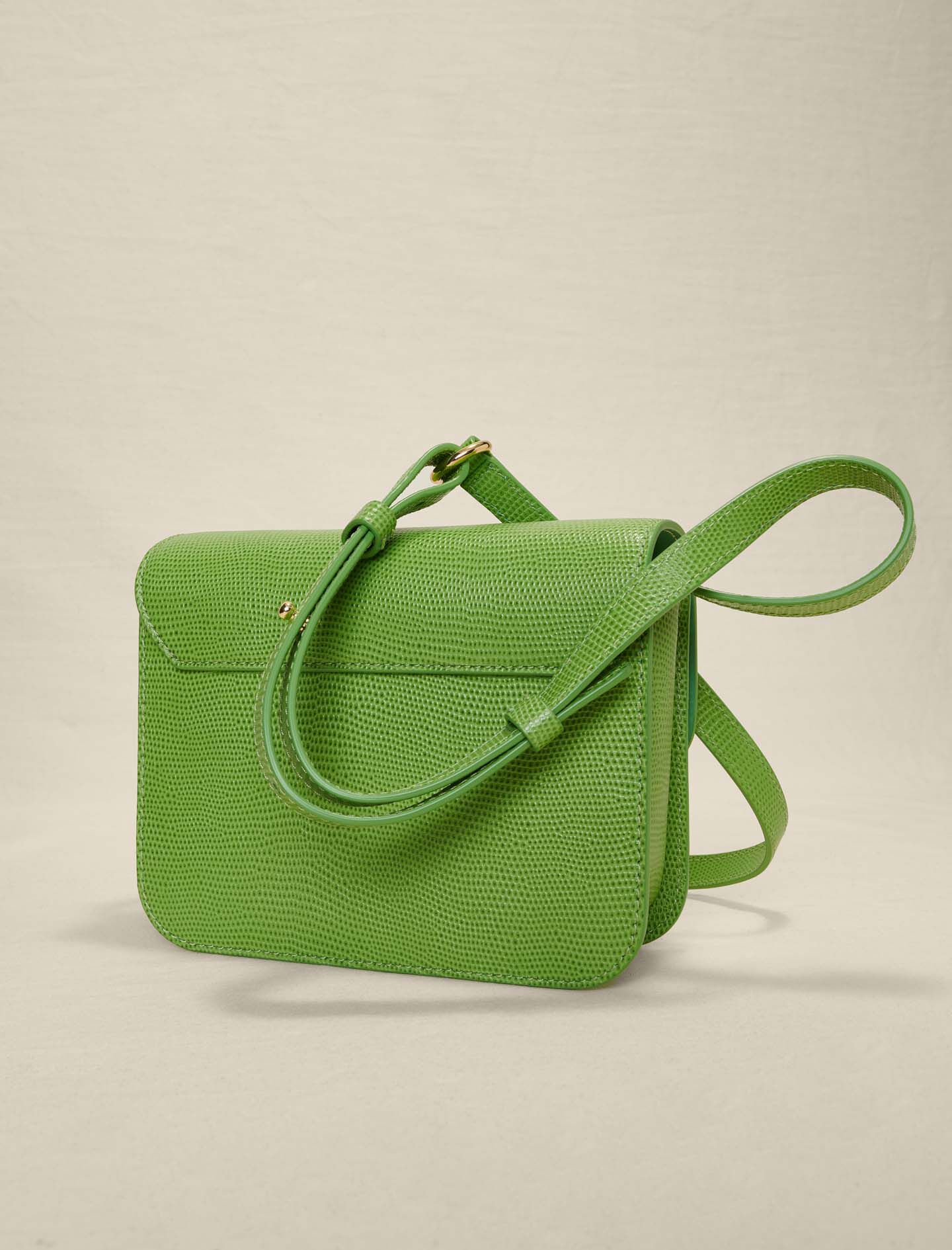 Tas van leer met hagedissenprint - VERT PALME