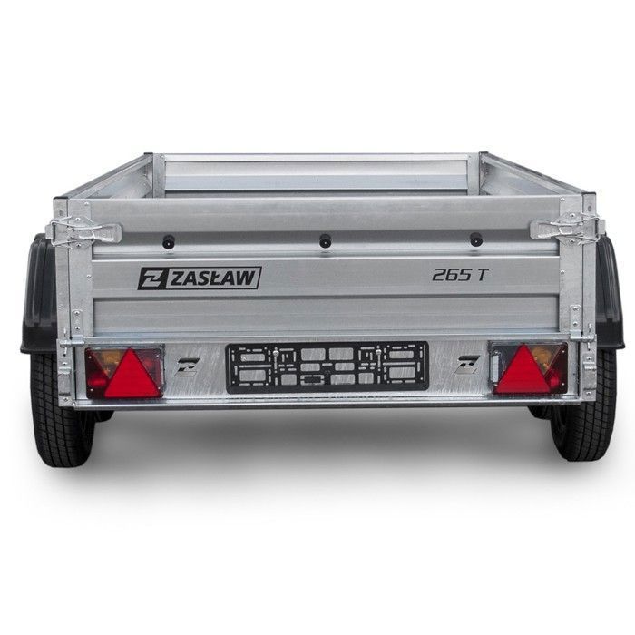 Remorque double essieu en acier 265 cm ridelles avant/arrière ouvrantes 265T Bâche plate