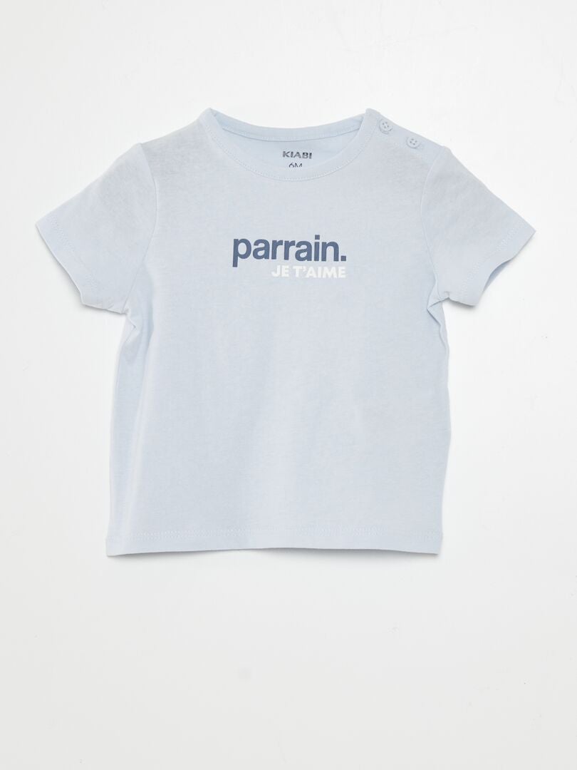 T-shirt met korte mouwen en opdruk - BLAUW