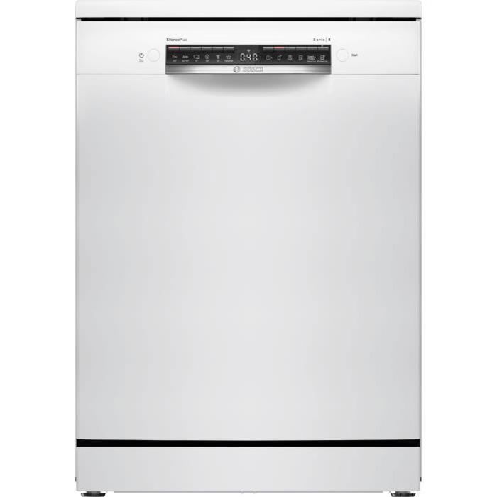 Lave-vaisselle pose libre BOSCH SMS4EMW01F SER4 - 14 couverts - Induction - L60cm - 42 dB - tiroir à couverts - Blanc